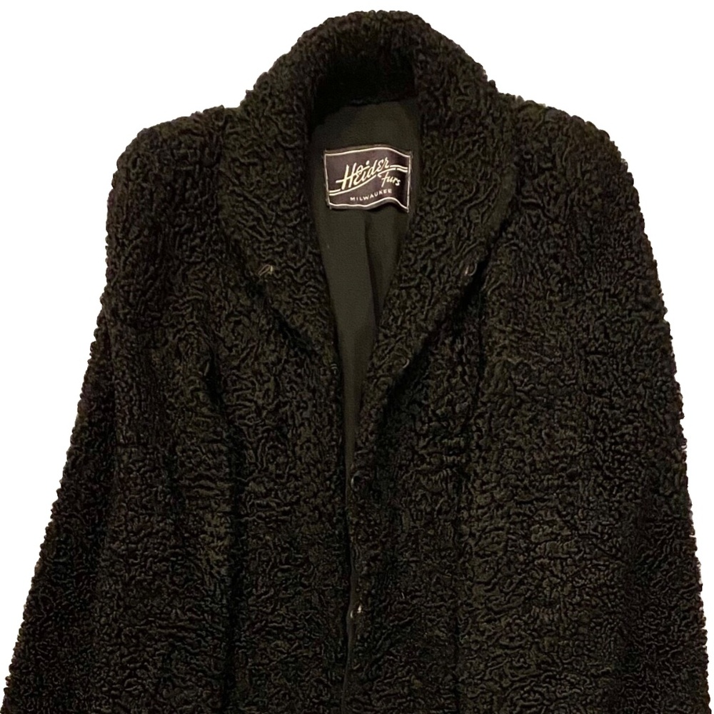 HEIDER FURS Milwaukee Black Persian Lamb Swing Poncho Coat